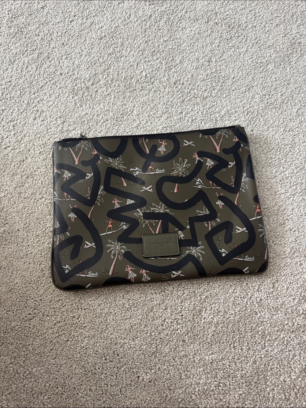 Coach Olive Green Graffiti-Print Zip Pouch